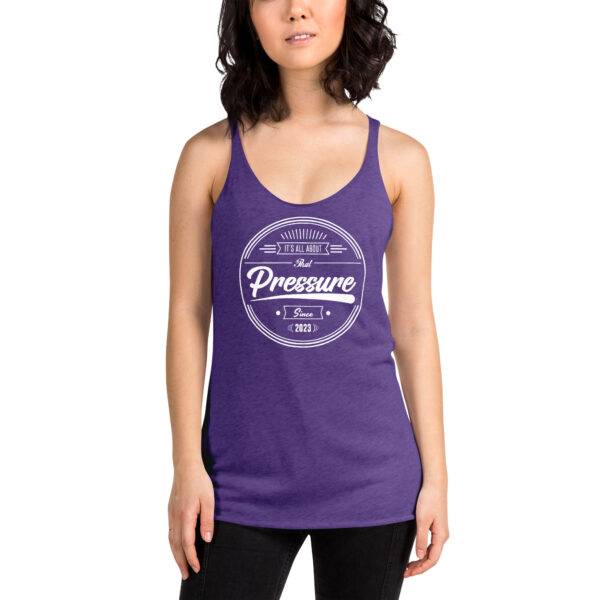 All About That Pressure Only White Women’s Racerback Tank Top - Image 7