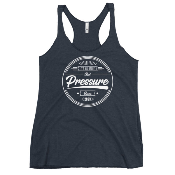 All About That Pressure Only White Women’s Racerback Tank Top - Image 9