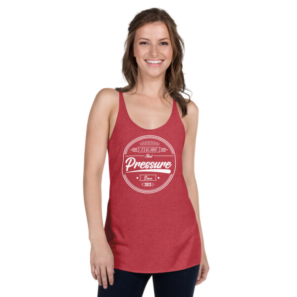 All About That Pressure Only White Women’s Racerback Tank Top - Image 4