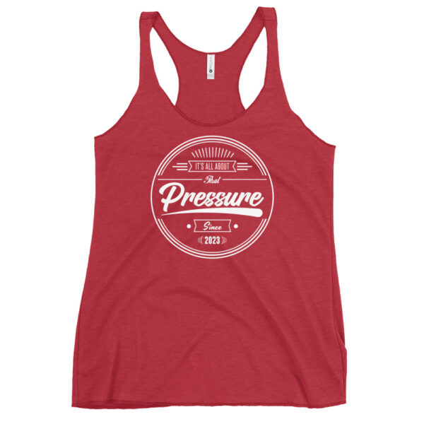 All About That Pressure Only White Women’s Racerback Tank Top - Image 13