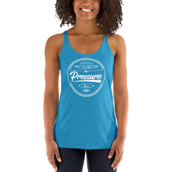 All About That Pressure Only White Women’s Racerback Tank Top - Image 5